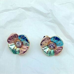 Vintage Cloisonné Tiny Drop pierced earrings